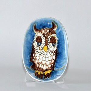 Mid Century Kingston Studio Pottery Owl Oval Bowl