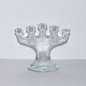 Vintage Large Nybro Sweden Glass Rare Five Arm Candelabra