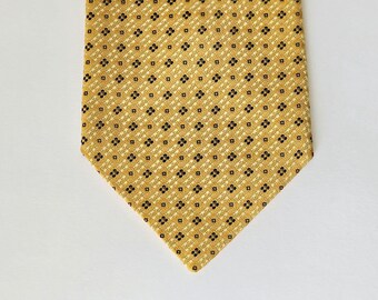 Dormeuil Paris London Mens Yellow with Micro Floral Pattern Jacquard Silk Necktie
