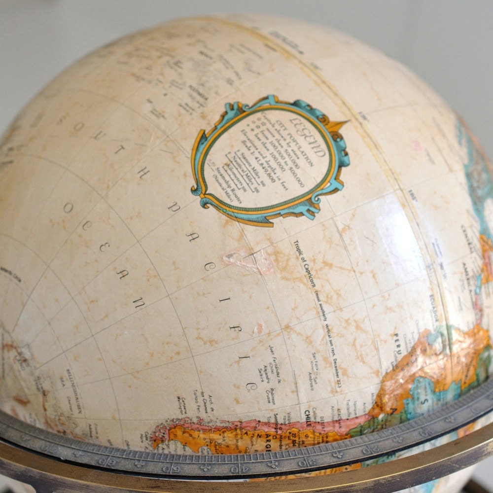 Vintage Desk Top World Globe by Replogle in the Manner of Paul Mccobb ...
