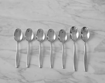 MCM American Stainless Teaspoons and Soup Spoons, Set of  7