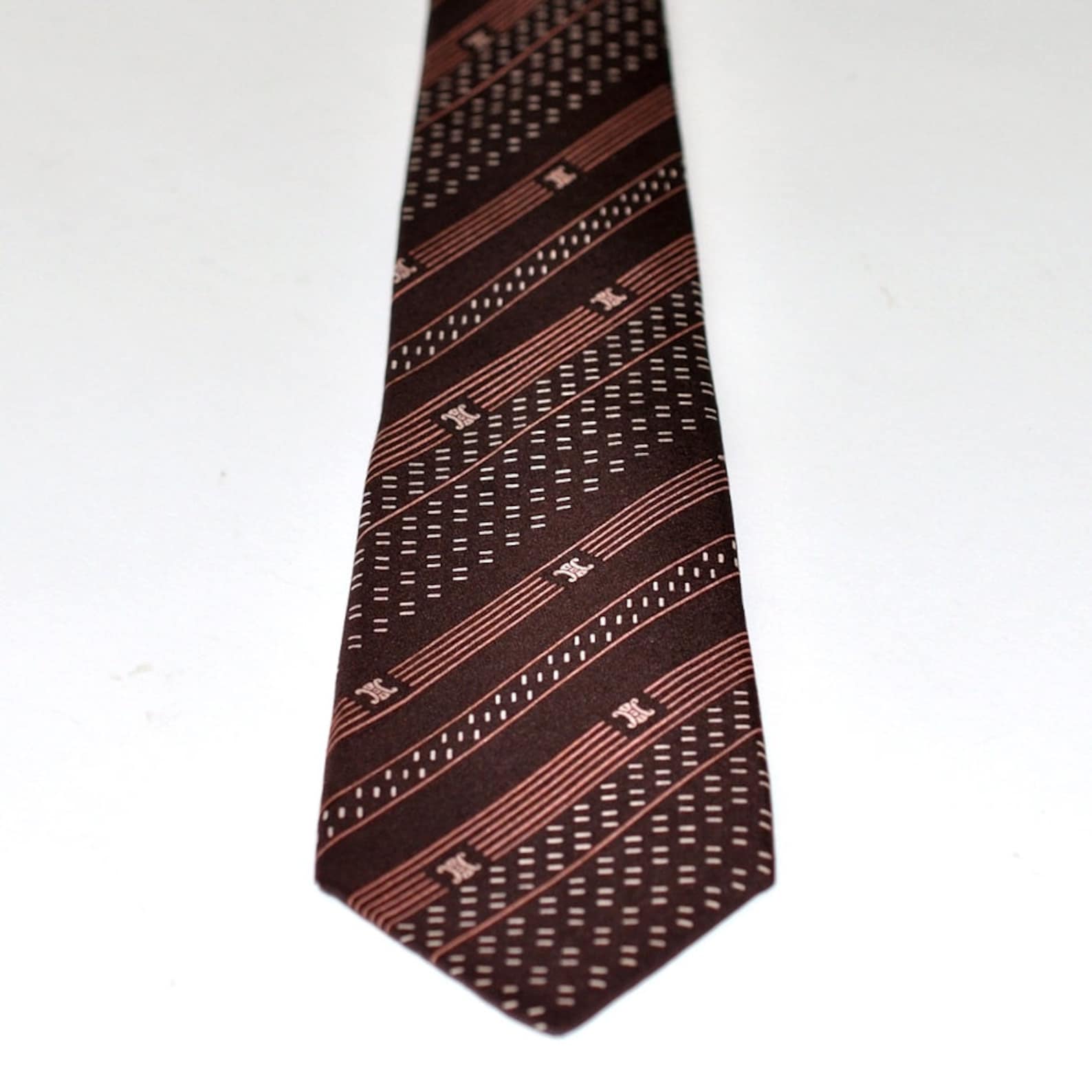 Celine Paris Logo 100% Pure Silk Necktie Tie Brown Pink - Etsy