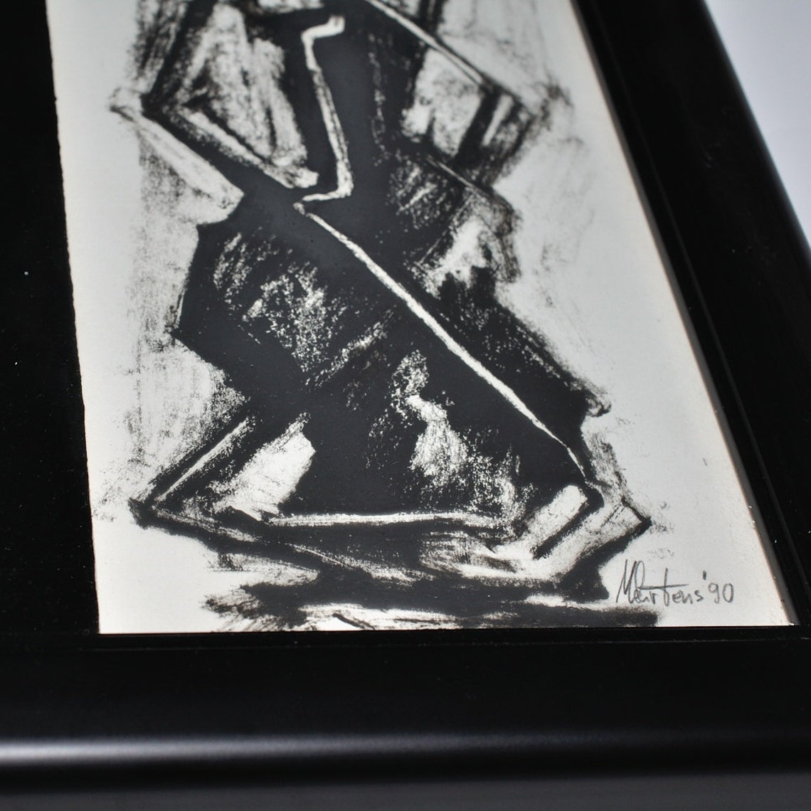 Vintage Painting Triptych Abstract Black & White Artwork Hans Etsy