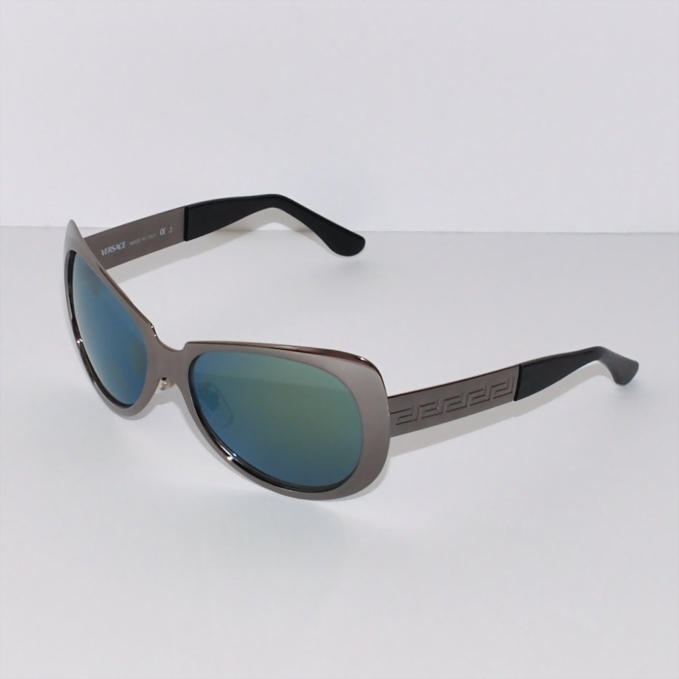 Vintage Authentic Versace Greek Key Sunglasses, Metal Frame 