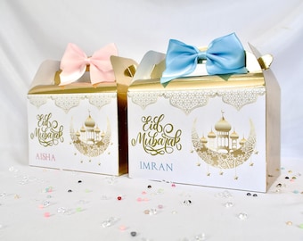Personalised Eid Mubarak Gable Box, Eid Party Favour Box, Ramadan Treat Box, Islamic Eid Gift, Custom Eid Candy Box for Kids