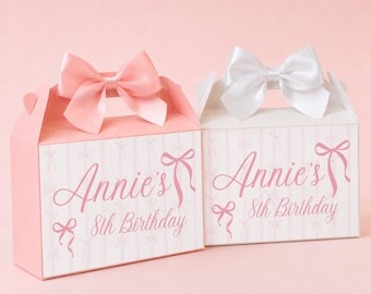 Personalised Birthday Party Box with Bow, Custom Name Birthday Treat Box, Party Bag Alternative, Birthday Favour Box
