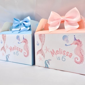 Personalised Mermaid Birthday Gift Box – Custom Under-the-Sea Party Favour with Seahorse and Starfish Decorations