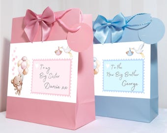 Borsa regalo personalizzata per la sorella maggiore, regalo per il fratello maggiore, annuncio di nascita, ricordo della gravidanza, bomboniera per la festa a sorpresa tra fratelli.
