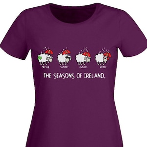 Seasons of Ireland, Maglietta, 4 Pecore, 4 Stagioni, 4 Ombrelli, Donna Aderente