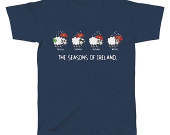 Irish T Shirt, &#39;Seasons of Ireland&#39; Navy Tee, Regular Unisex