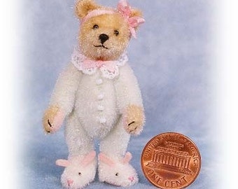 PDF Pattern & Instructions for Miniature Teddy Bear - DIY - Bunny Slippers Bear 2 1/2" tall -  by Emily Farmer