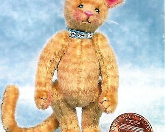 Ginger Kitty - Miniature Striped Cat Kit - Pattern -DIY - by Emily Farmer