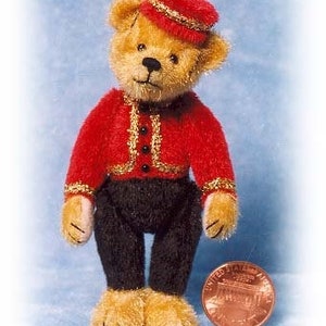 PDF Pattern & Instructions for Miniature Teddy Bear - DIY - Bellhop Bear 3" tall -  by Emily Farmer