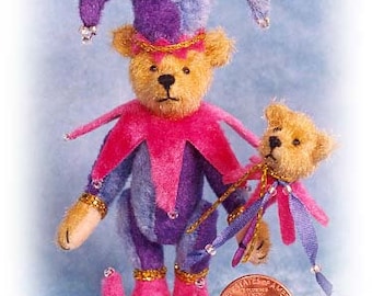 PDF Pattern & Instructions for Miniature Teddy Bear - DIY - Jester Bear 2 5/8" tall -  by Emily Farme5