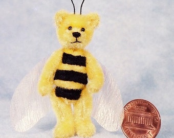 LAST ONE! - Baby Bee Bear - Miniature Teddy Bear Kit - Pattern - DIY - by Emily Farmer