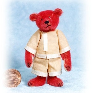 Little Red Ted - Miniature Teddy Bear Kit - Pattern - DIY - by Emily Farmer