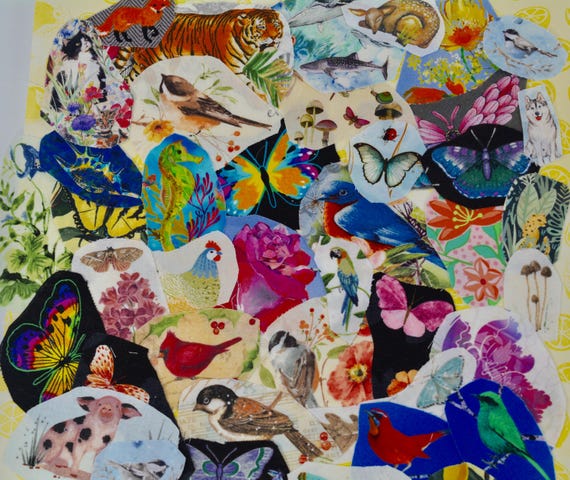 25+ Nature Fabric Snippets: Hand-Cut Cotton Motifs for Collage