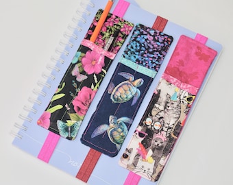 Fabric Pen Holder Bookmark: Designer Print Journal Accessory