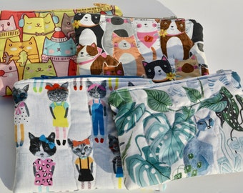 Zipper pouch All kinds CATS,Quilted lined Zipper Pouch, travel bag, handbag organizer,Cosmetic Makeup Bag,Gift Card Holder,IPhone Zip Bag