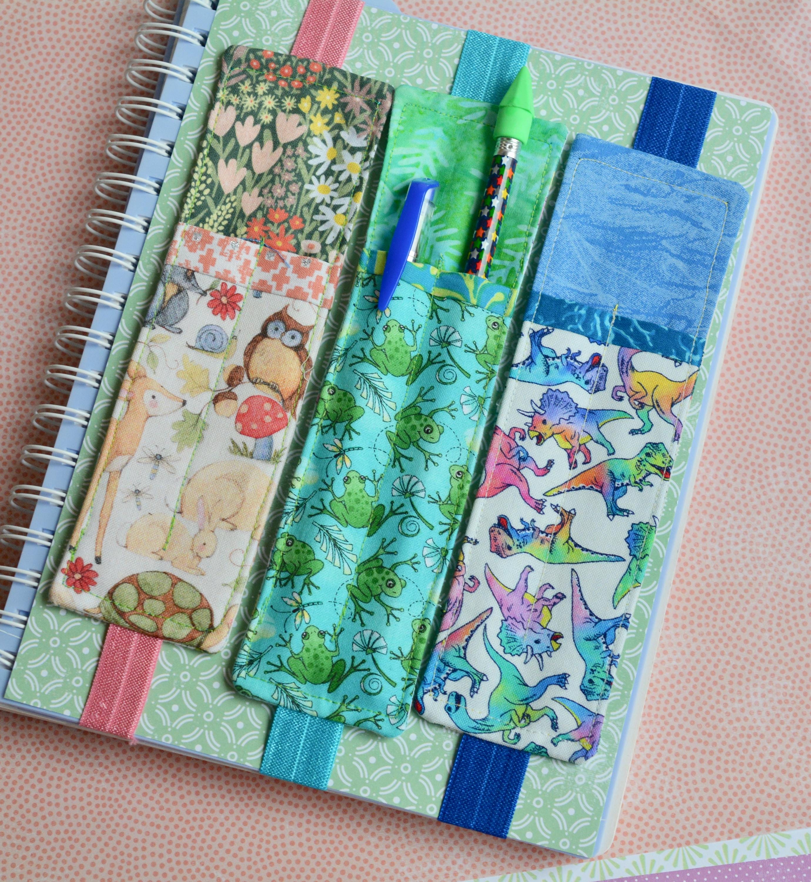 Fabric Journal Bookmark Pen Holder: Elastic Notebook Organizer - Etsy