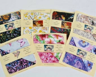 Fabric CORNER BOOKMARKS I Handmade Flower Butterfly I Your choice reader book lover gift... fun and colorful