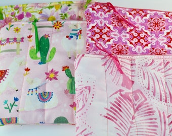 PINKS Zipper pouch Floral Batik Geometric Llama 5x7 lined Zipper Pouch, IPhone travel bag, handbag organizer,Cosmetic Makeup Bag,Zip Bag