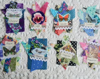 Fabric Snippet Embellishments: Inspirational Words, Slow Stitch, Mixed Media