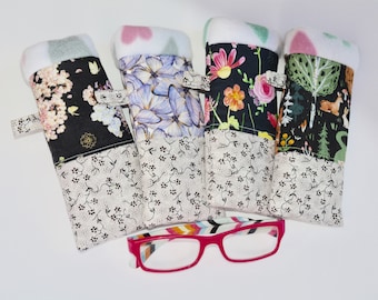 Eyeglass Case Holder,Padded with foam + soft fleece, Soft reading glass sleeve, Premium Cotton Sunglass case, Gift giving