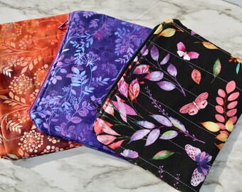 Zipper pouch FLORALRust,Vio,Black 5x7 lined Zipper Pouch, travel bag, or handbag organizer,Cosmetic Makeup Bag,Gift Card Holder