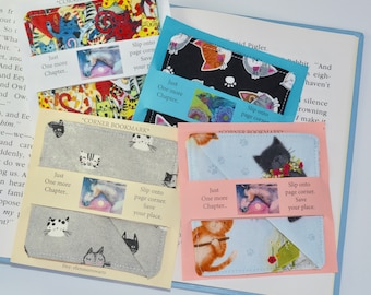 Fabric Cats Corner Bookmark, Reader Gift