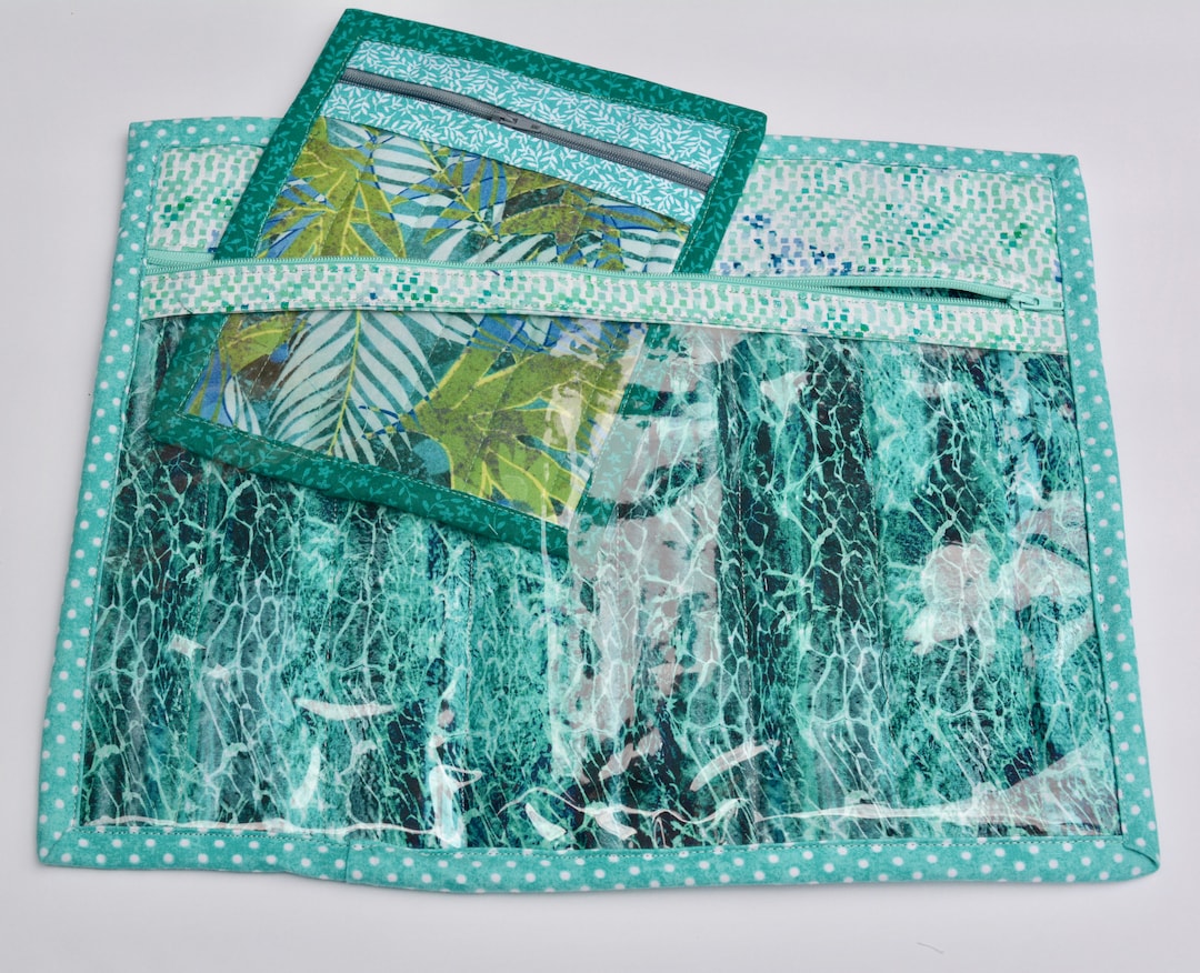 Teal Vinyl Project Bags, Lg Project Pouch Plus Mini, Cross Stitch