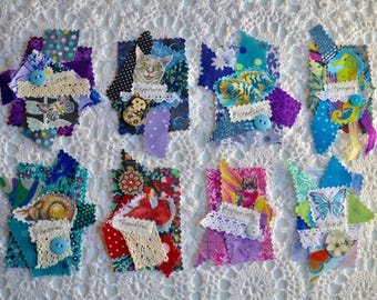Fabric Snippet Embellishments: Inspirational Word Clusters, Slow Stitch, Mixed Media
