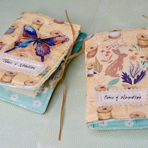 Needle Case, Slow Stitch Needlebook, Quilted and Appliqued padded storage wallet, Holder for sewing needles, pins embroidery supplies