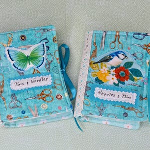 Estuche para agujas, libro de agujas para puntadas lentas, billetera acolchada para guardar cosas con aplicaciones y acolchado, soporte para agujas de coser, alfileres y suministros para bordar