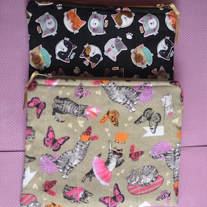 Cat Lover Quilted Zipper Pouch: Cotton Lined Travel Bag image 2