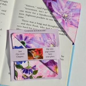 FLORAL CORNER BOOKMARK, Handcrafted beautiful color designer flowers fabric, Gift for book lovers, readers, teachers,  Stocking stuffer