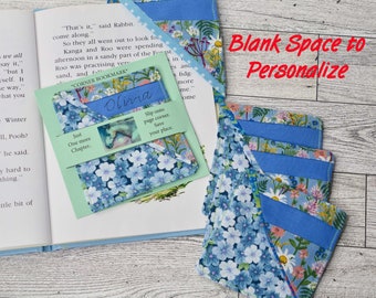 Personalized Patchwork Corner Bookmark, Rifle Paper Fabric with blank space for name, Book lover reader gift,  Stocking Stuffer