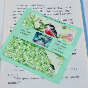 Fabric CORNER BOOKMARK, Your choice of beautiful colorful Birds, Handcrafted gift for book lovers, readers, book clubs, Mother's Day gift image 8