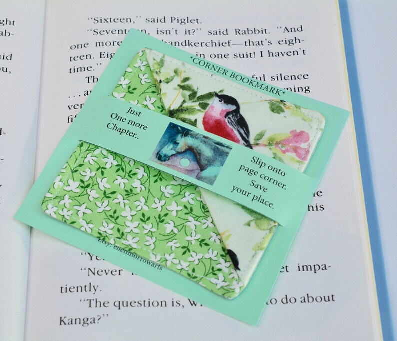 Fabric CORNER BOOKMARK, Your choice of beautiful colorful Birds, Handcrafted gift for book lovers, readers, book clubs, Mother's Day gift image 8