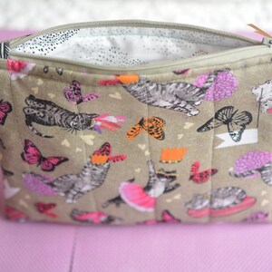 Cat Lover Quilted Zipper Pouch: Cotton Lined Travel Bag image 9