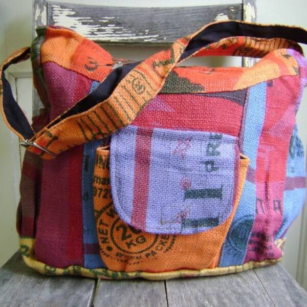 Recycled Rice Bag Hip Bag  Handmade