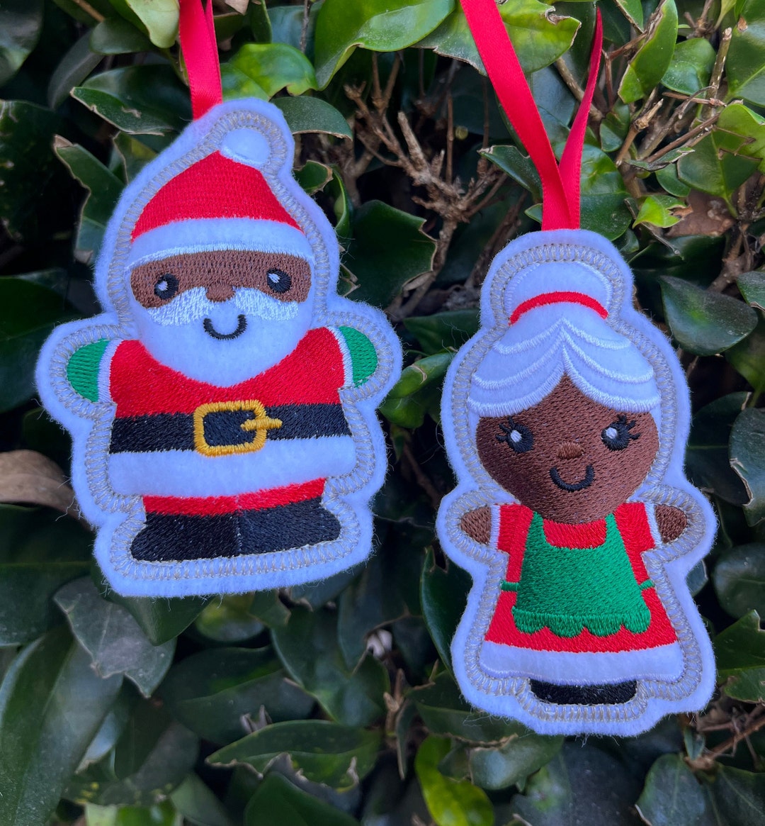 Black African American Santa and Mrs. Claus Christmas Ornament - Etsy