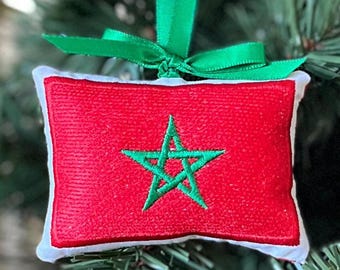 Morocco Moroccan Flag Christmas Ornament Gift Travel Souvenir Stocking Stuffer Xmas Tree Decoration