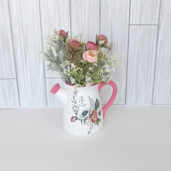 Flower Pot Bucket Home Decoration Watering Can, Mini Watering Can,Mini Flower Arrangements, Mini Greenery Pail, Ceramic Pottery Watering Can