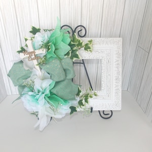 Easter Picture Frame Floral Decor,Happy Easter Floral Picture Frame with a Сross,Easter centerpiece, Frame With Flowers, Easter arrangement