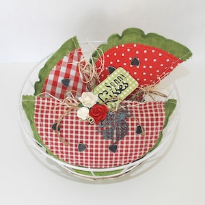 Stuffed Fabric Watermelon Slices, Summer mantle decor, Watermelon decor, Bowl fillers, Summer tiered tray decor, Mini  pillow, Fruit Pillow