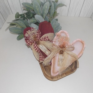 Primitive Valentines Day Heart Bowl Filler, Primitive Valentines Hearts, Red Hearts, Pink Hearts