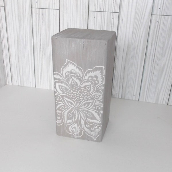 Wood block riser, Small plant stand, Wood pedestal,  Farmhouse decor, Craft show display, Wooden column, Rustic decor