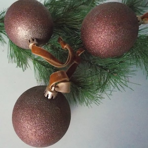 Textured Hand Painted Metallic Ornaments, Christmas Ball Bauble Ornaments, Brown Neutral Vintage Copper Ornaments, Modern Rustic Christmas