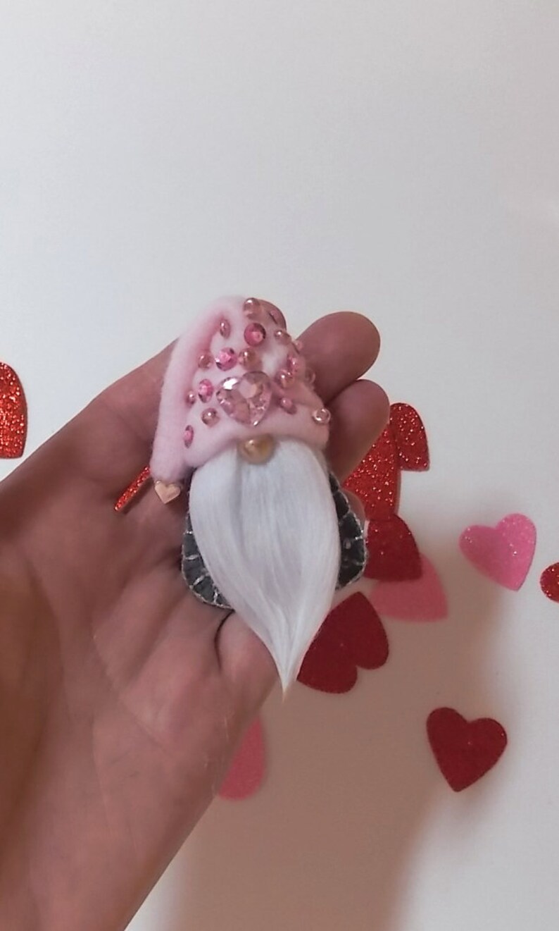 Valentines Day Gnome BroochValentines Gnome PinCute Scandinavian gnomeNordic gnomeMini Scandinavian GnomeTiny Gnome Brooch